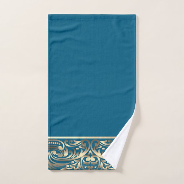 Elegante Chic Gold Wirbel Royal Blue Handtuch (Handtuch)