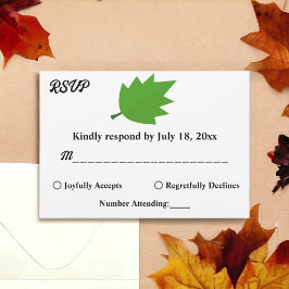 Elegante Chic Herbst Grüne Blätter Hochzeit im Her RSVP Karte