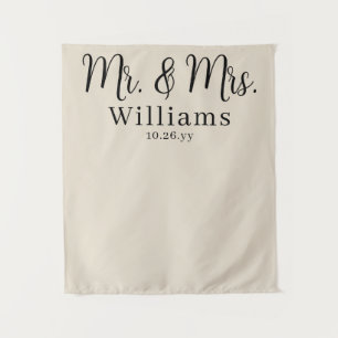 Elegante Chic Hochzeitstafel Mr und Mrs Wandteppich