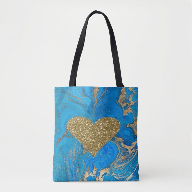 Elegante Chic Imitate Gold Glitterie Herzmarmor Tasche (Vorderseite)