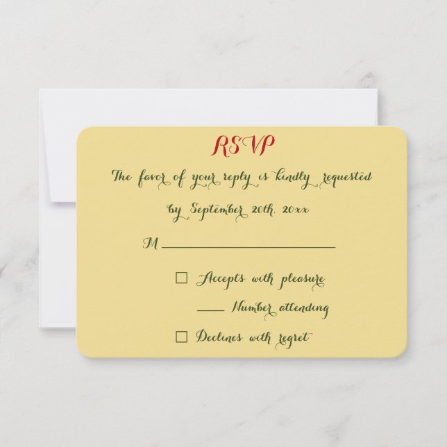 Elegante Chic Imitate Rote Weihnachtsfeier RSVP Karte (Vorderseite)