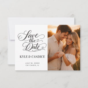 Elegante Chic Kalligrafie Heiratsantrag Termin Hoc Ankündigung