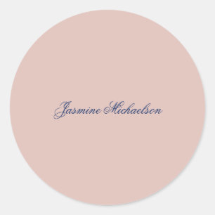 Elegante Chic Kalligrafie Name Roségold Farbe Runder Aufkleber