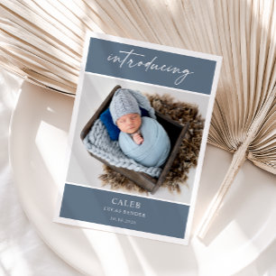 Elegante Chic Klassische Foto-Baby-Ankündigungskar Einladung