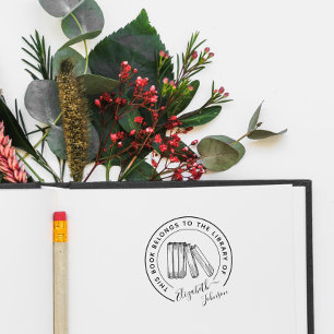 Elegante Chic Library Stilvolle Individuelle Name  Permastempel