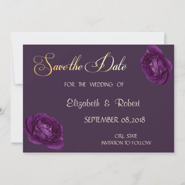 Elegante Chic Lila Rose Save the Date (Vorderseite)