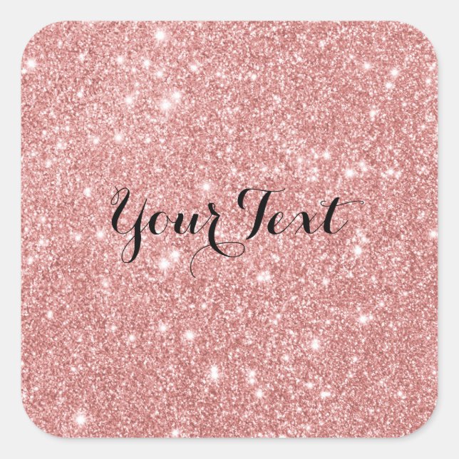 Elegante Chic Luxury Imitate Glitzer Rose Gold Quadratischer Aufkleber (Vorderseite)