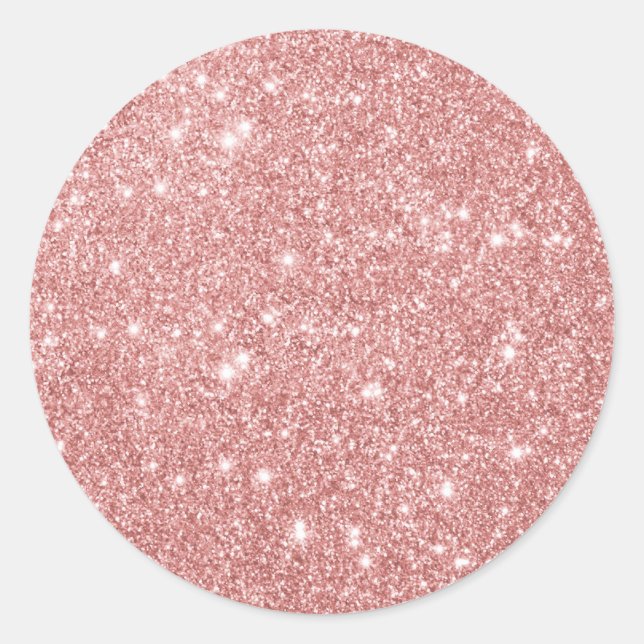 Elegante Chic Luxury Imitate Glitzer Rose Gold Runder Aufkleber (Vorderseite)