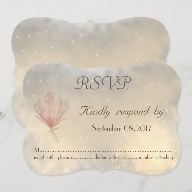 Elegante Chic Magnolia Wedding RSVP Card Einladung (Vorne/Hinten)