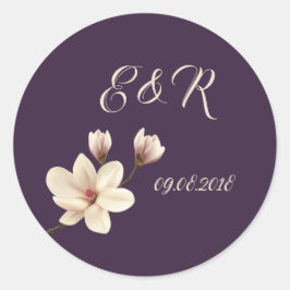 Elegante Chic Magnolia Wedding Runder Aufkleber
