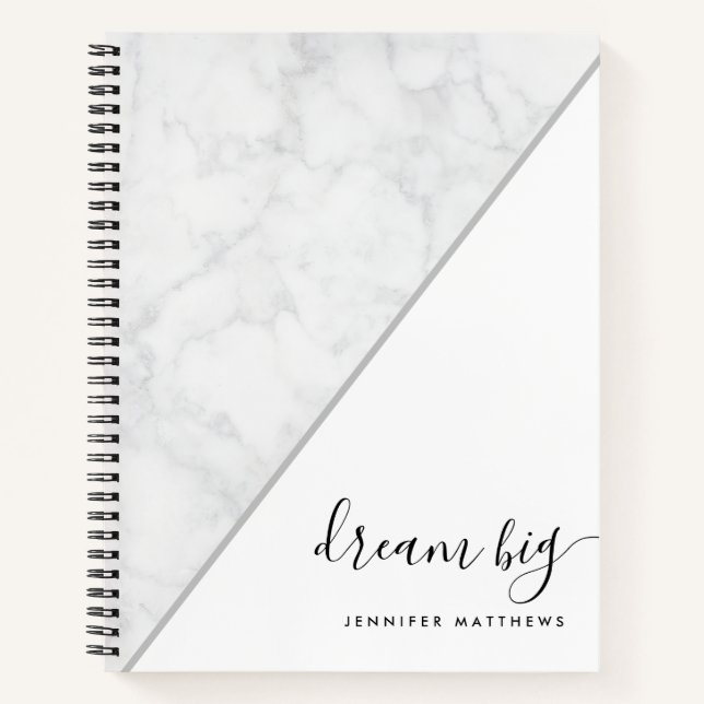 Elegante Chic Marble Traumstrecke Personalisiert Notizbuch (Vorderseite)
