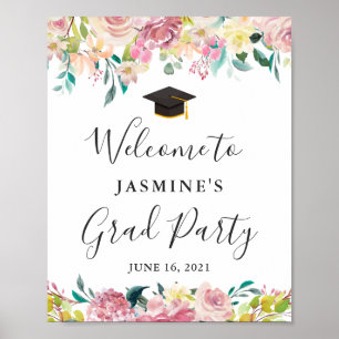 Elegante Chic Pastel Blumenstudium Party Unterschr Poster