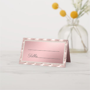 Elegante Chic Perlen Rosa Roségold Platzkarte