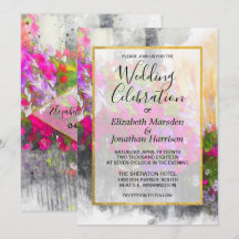 Elegante Chic Pink Florals Watercolor Wedding