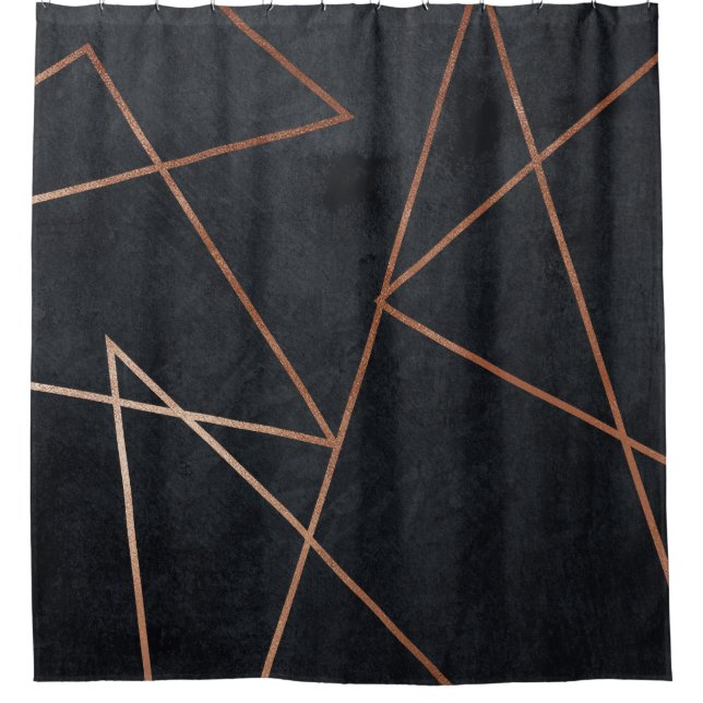 Elegante Chic Rose Gold Black Duschvorhang (Vorderseite)