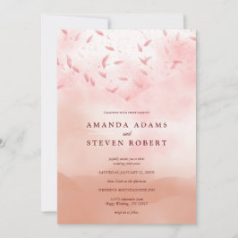 Elegante Chic Rose Gold Blätter Abstrakt Hochzeit Einladung