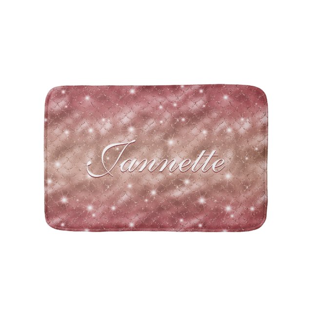 Elegante Chic Rose Gold Meerjungfrau Imitate Glitz Badematte (Vorderseite)