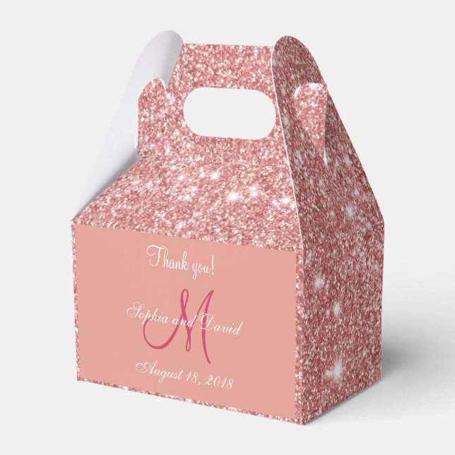 Elegante Chic Rose Gold Monogram Gastgeschenk Hoch Geschenkschachtel (Vorderseite)