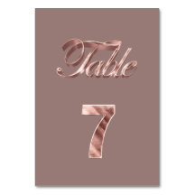 Elegante Chic Rose Gold Party Gäste Tischnummer 7