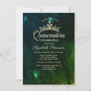 Elegante Chic Rose Gothic Quinceañera Einladung