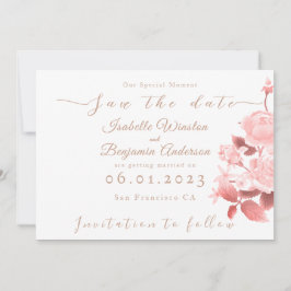 Elegante Chic Rose Hochzeit Ankündigung