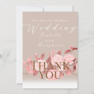 Elegante Chic Rose Hochzeit Dankeskarte