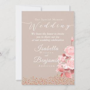 Elegante Chic Rose Hochzeit Einladung