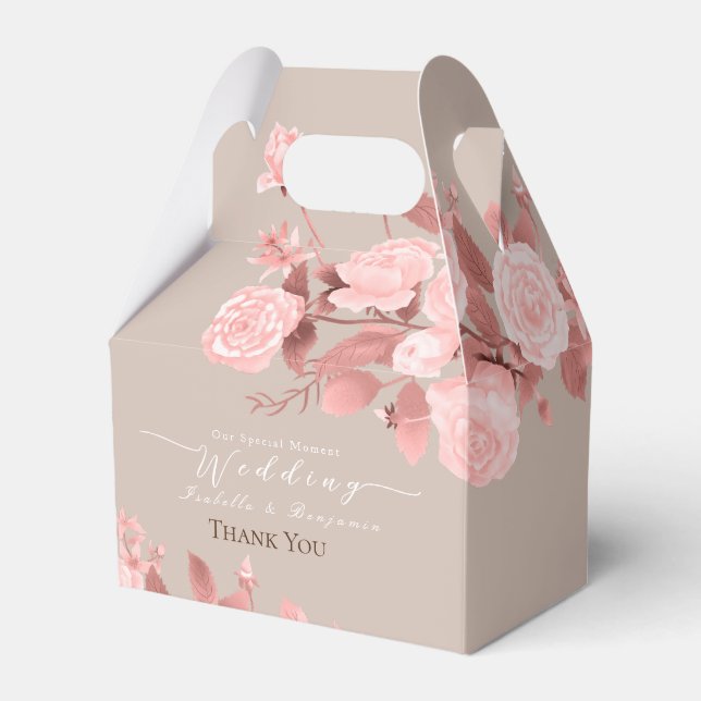 Elegante Chic Rose Hochzeit Geschenkschachtel (Vorderseite)