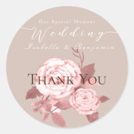 Elegante Chic Rose Hochzeit Runder Aufkleber