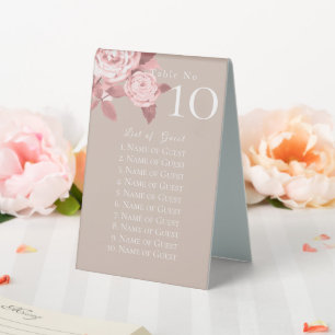 Elegante Chic Rose Hochzeit Tischnummer Tischaufsteller