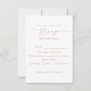 Elegante Chic Rose Hochzeitessen Dinner Option UAW RSVP Karte