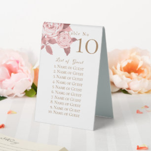 Elegante Chic Rose Weiße Tischnummer Tischaufsteller