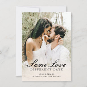 Elegante Chic Schrift Foto Hochzeit verschoben Ankündigung