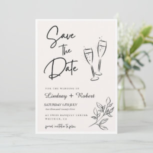 Elegante Chic-Schrift Liebesherz Hochzeitsfoto Dan Save The Date