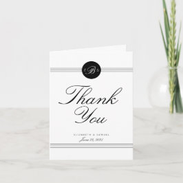 Elegante Chic Schwarz-weiß Monogram Dankeschön Car Dankeskarte