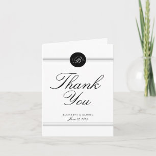 Elegante Chic Schwarz-weiß Monogram Dankeschön Car Dankeskarte