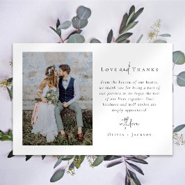 Elegante Chic Script-Liebe und Dank Foto Hochzeit Dankeskarte