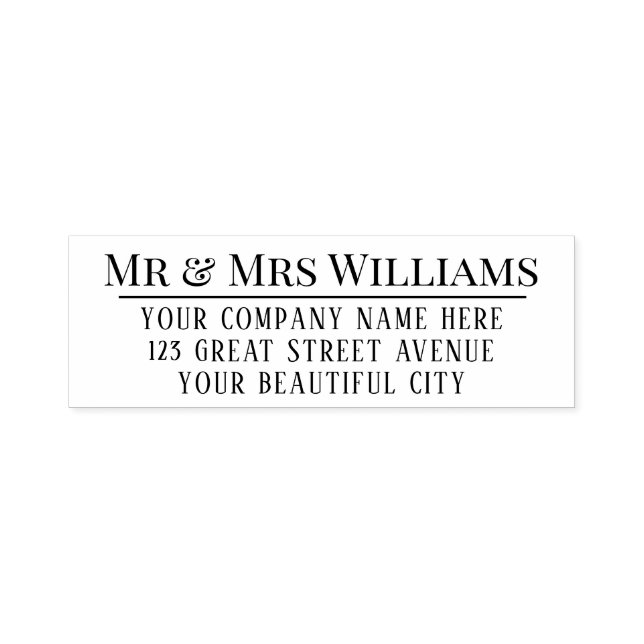 Elegante Chic Serif Hochzeit-Rücksendeadresse Permastempel (Design)