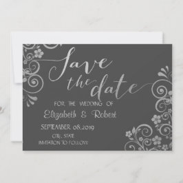 Elegante Chic Silver Blume Save the Date