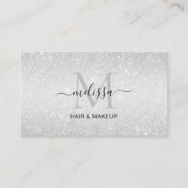 Elegante Chic Silver Glitzer Monogram Business Car Visitenkarte