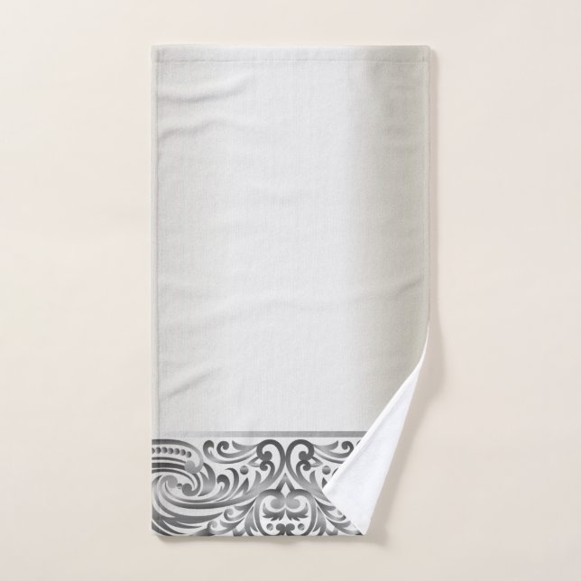 Elegante Chic Silver Wirbel Badhandtuch Set (Handtuch)