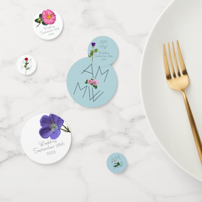 Elegante Chic Simple Floral Blue Wedding Konfetti (Gruppe)