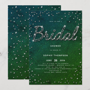 Elegante Chic Sparkle Glitzer Emerald Brautparty Einladung