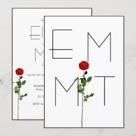 Elegante Chic Stem Rose Monogram Wedding Einladung