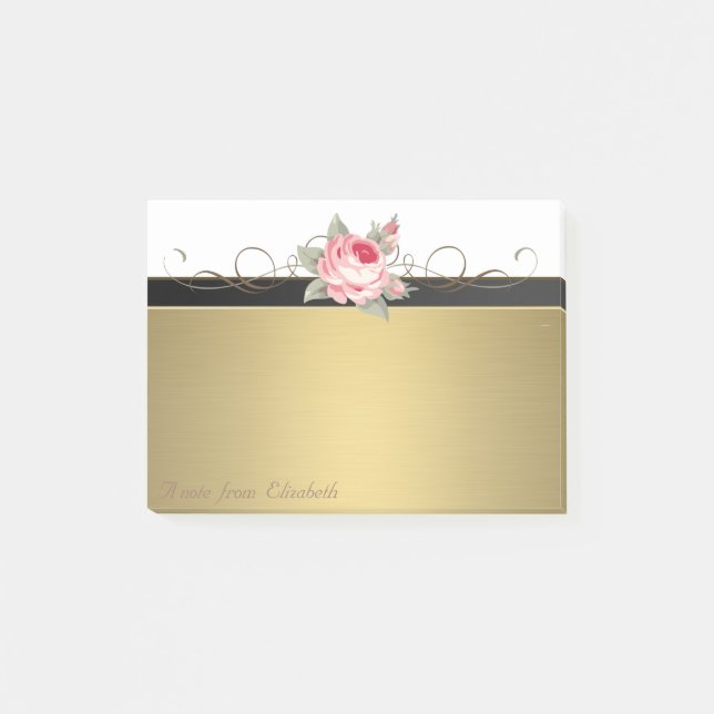 Elegante Chic Stilmädchen ,Imitate Gold,Rose Post-it Klebezettel (Vorderseite)