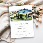 Elegante Chic Toskana Italien Wasserfarbenen Lands Save The Date<br><div class="desc">Toskana Italien Wasserfarben Landschaftsthemenkollektion.- Es ist eine elegante Schrift Aquarell Illustration der toskanischen Bergwelt, perfekt für Ihre italienischen Hochzeit in Urlaubsort & Party. Es ist sehr einfach, mit Ihren persönlichen Daten zu personalisieren. Wenn Sie ein anderes passendes Produkt oder eine Anpassung benötigen, wenden Sie sich bitte per E-Mail an Zazzle....</div>