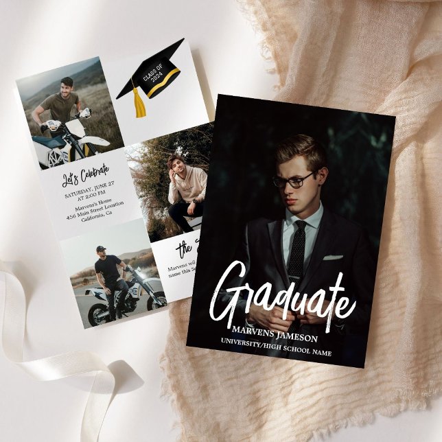 Elegante Chic Typografy Graduation Party Einladung (Von Creator hochgeladen)