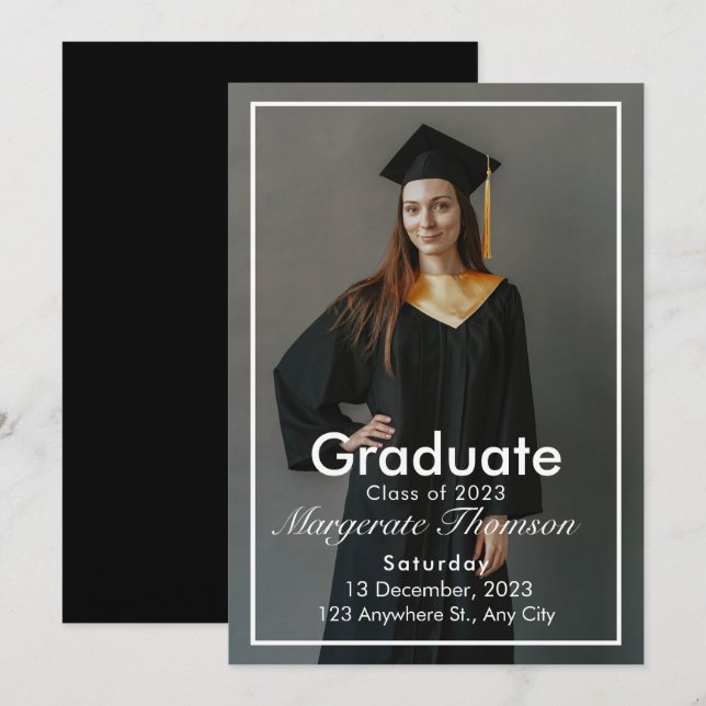 Elegante Chic Typografy Graduation Party Einladung (Vorne/Hinten)