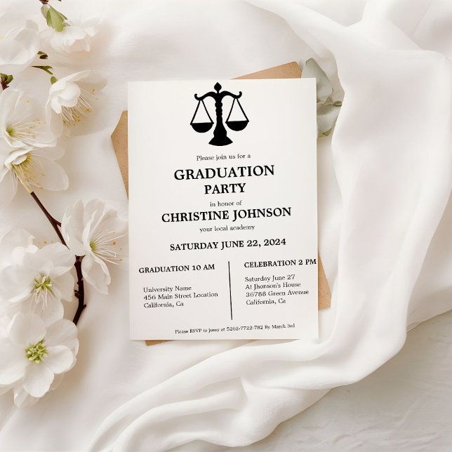 Elegante Chic Typografy Laywer Graduation Party Einladung (Von Creator hochgeladen)