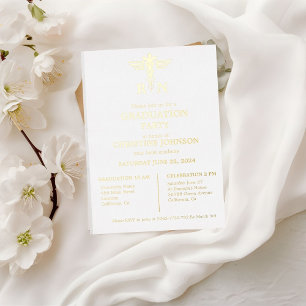 Elegante Chic Typografy Nurse Graduation Party Folieneinladung
